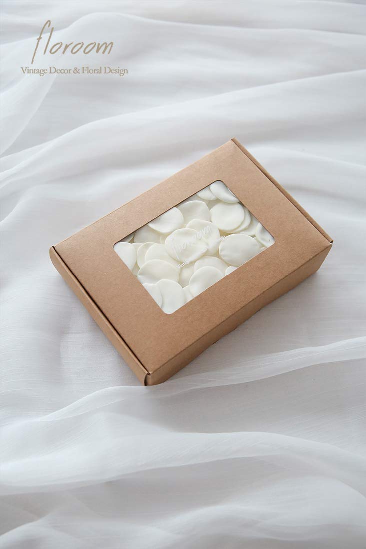 Floroom 500pcs Rose Petals Ivory Faux Silk Flower Petals for Wedding Flower Girl Basket White Aisle Scatter Dinner Table Centerpieces Party Confetti Bridal Shower Romantic Night Decoration