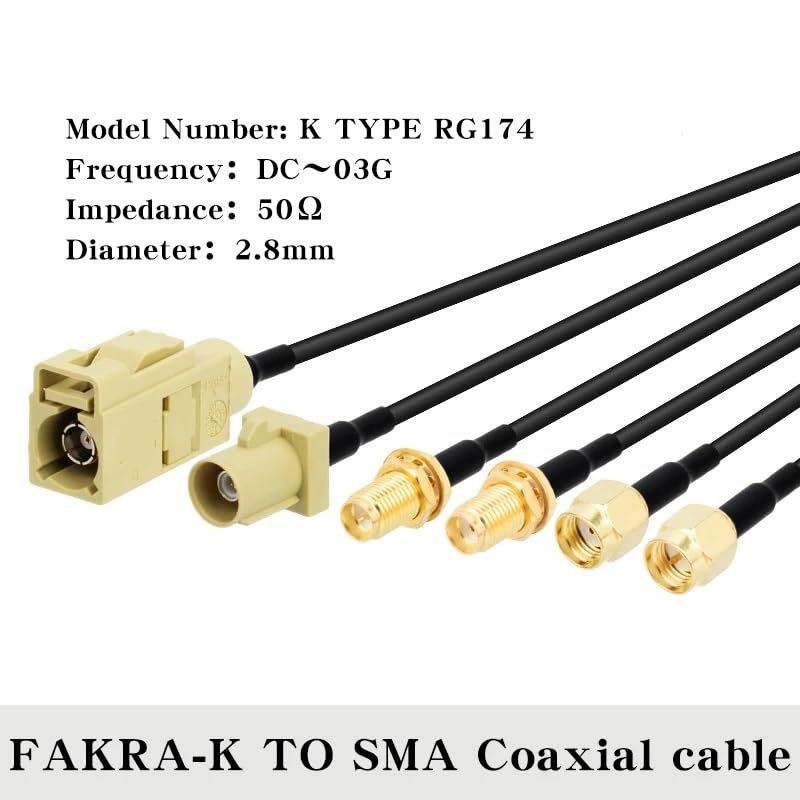 bodateng RG174 50Ohm Cable(6.56ft-2m) LIHUA Fakra K Male/Female Coaxial Cable for Car Satellite GSM Cellular for Car