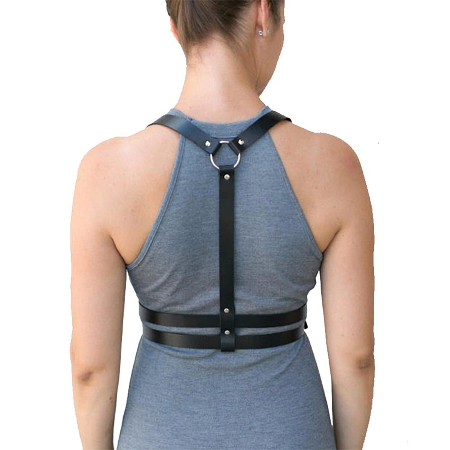 eYLun Women Leather Harness Punk Body Waist Belt - Adjustable Goth Waist Straps Red