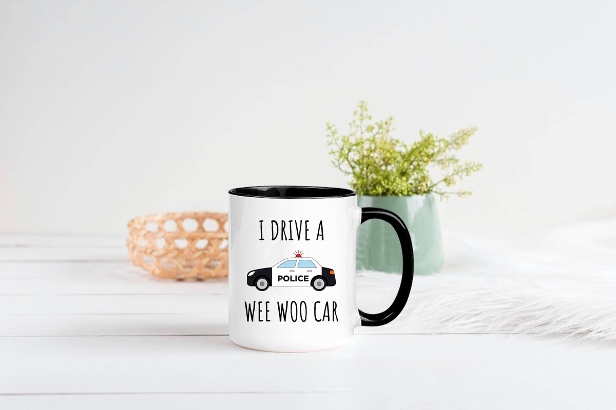 Awnpow Funny Police Officer Mug,Wee Woo Car Mug,Police Graduation Mug,11oz Ceramic Coffee Mug/Tea Cup