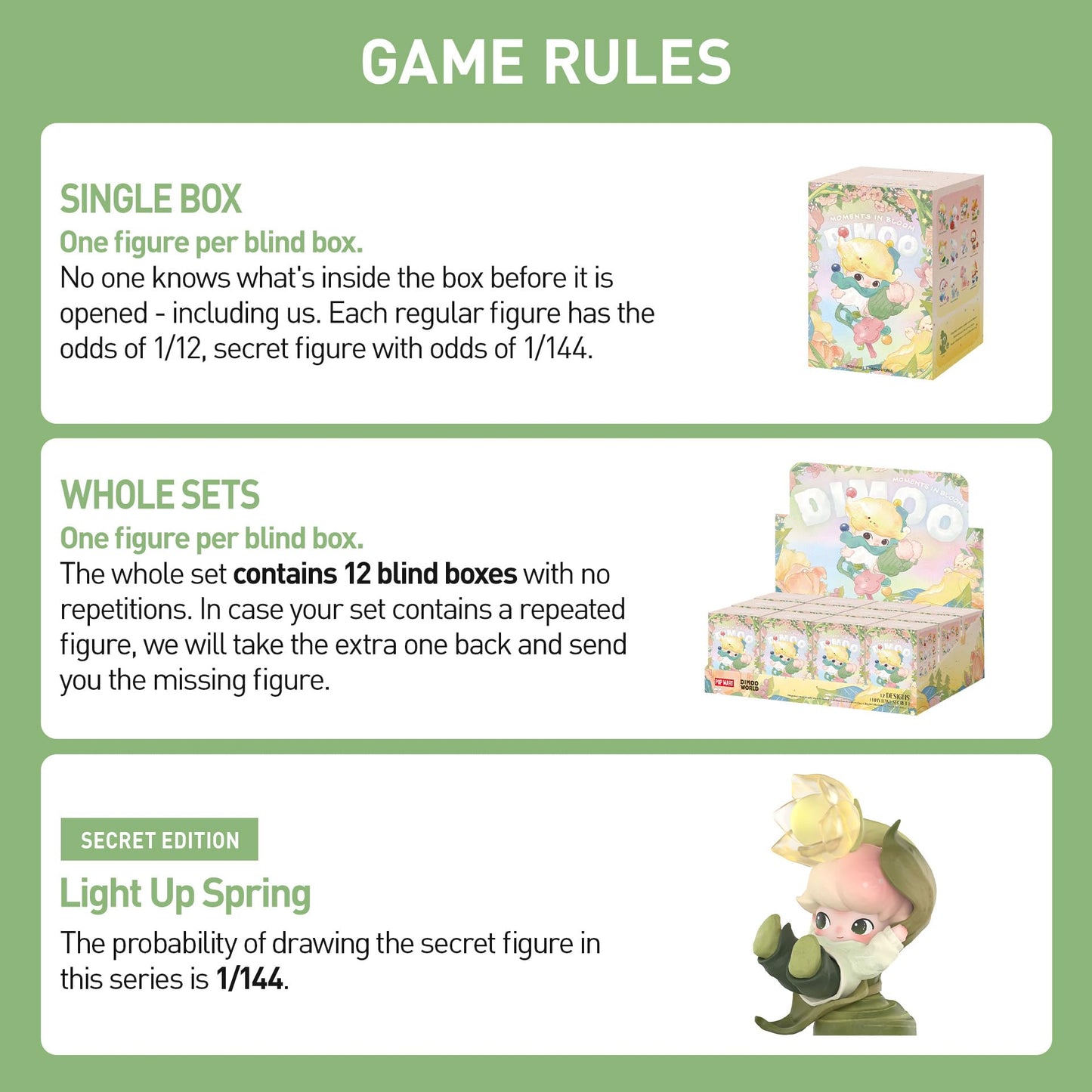 POP MART DIMOO Moments in Bloom Series Blind Box Figures, Collectible Action Figure Toys for Kids Adults Holiday Birthday Gift, Whole Set