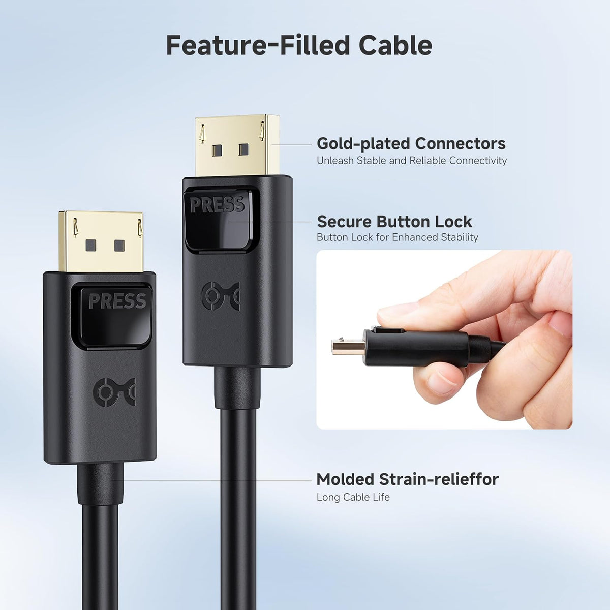 25ft, 2K@60Hz, Cable Matters DisplayPort to DisplayPort Cable - Supports up to Male to Male Computer Monitor Cable, DP