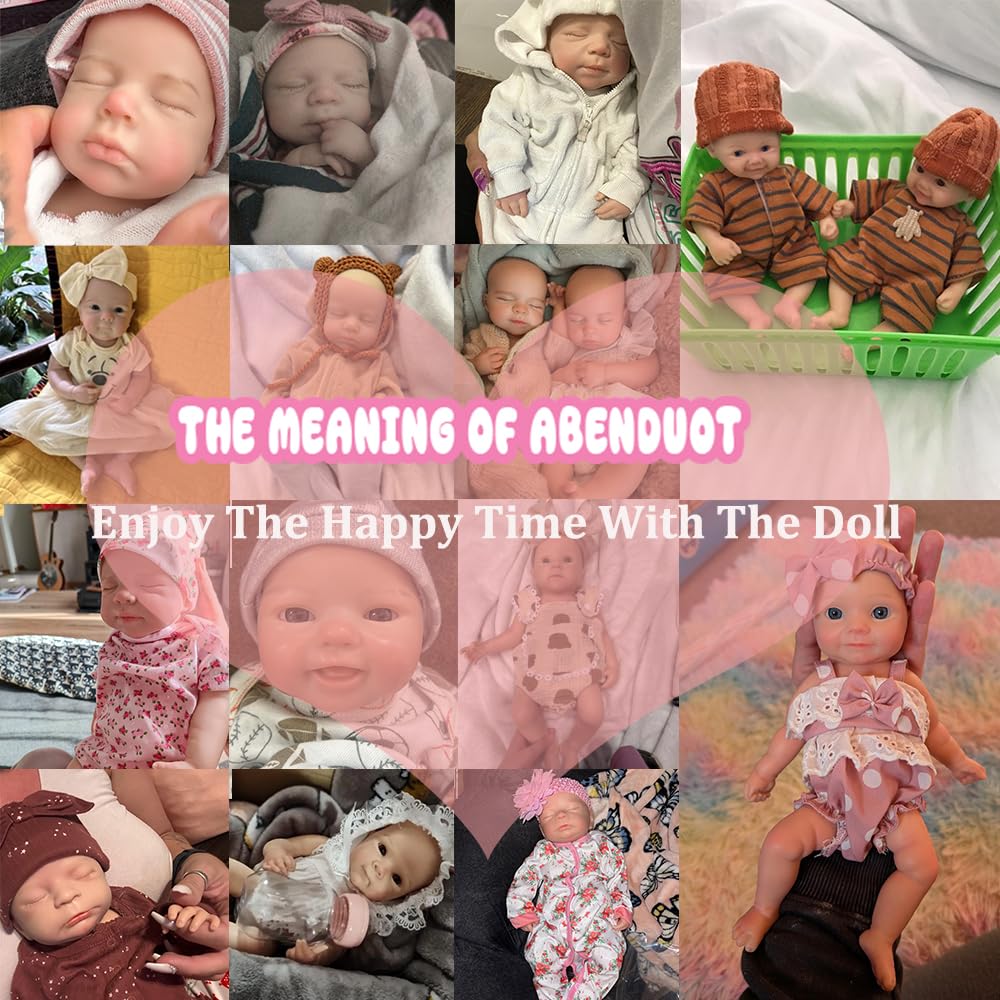 Abenduot Silicone Baby Doll - 15" Reborn Baby Dolls Silicone Full Body, Anatomically Correct Newborn Real Life Baby Doll with Feeding Kit & Box for Kids Age 3+