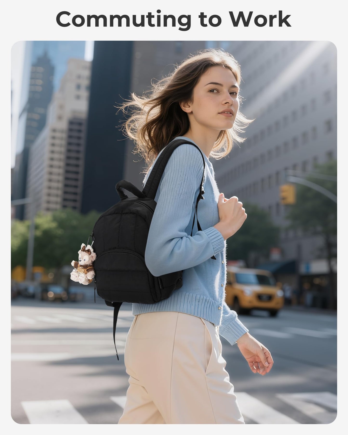BAGSMART Mini Backpack for Women, Lightweight Puffer Small Backpack Purse, Quilted Casual Travel Daypack, Cute Water-Resistant Bookbag for Daily, Brown