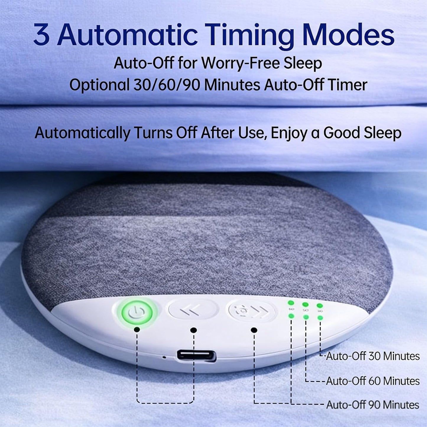 (2Pcs-B) Under Pillow Speaker Bluetooth, Bluetooth Pillow Speaker for Sleeping, Pillow Speakers for Sleeping, White