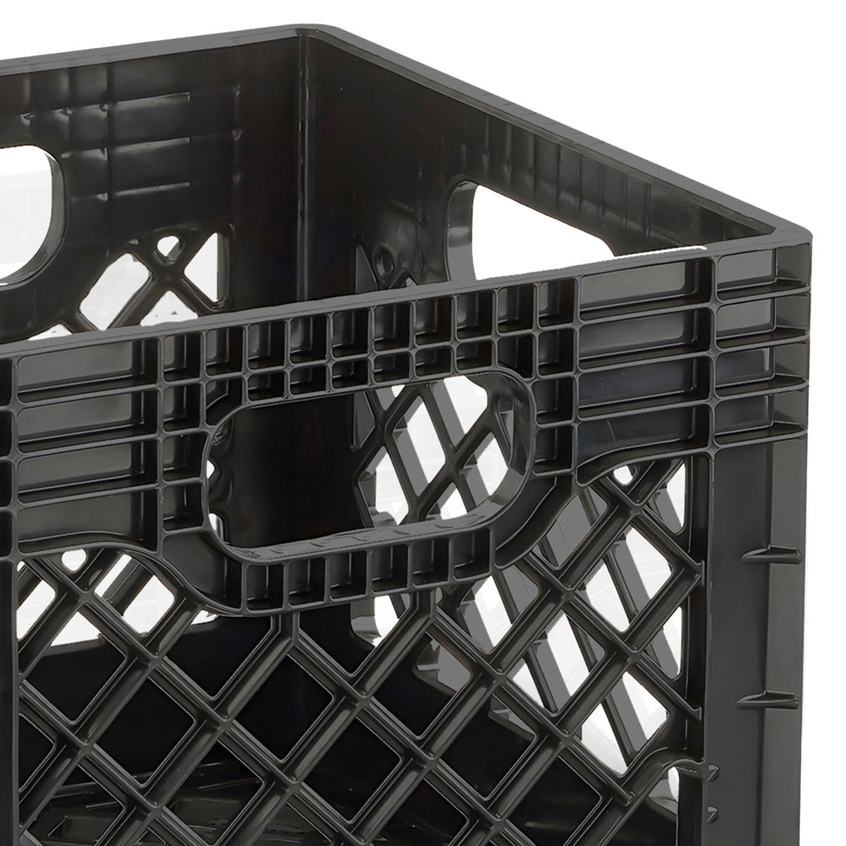 Juggernaut Storage 2-Pack Stackable Heavy Duty Milk Crates with Handles, 16 Qt, Black - Organizing Plastic Crate Basket for Grocery Shopping, Home Supplies, and Bathroom Accessories