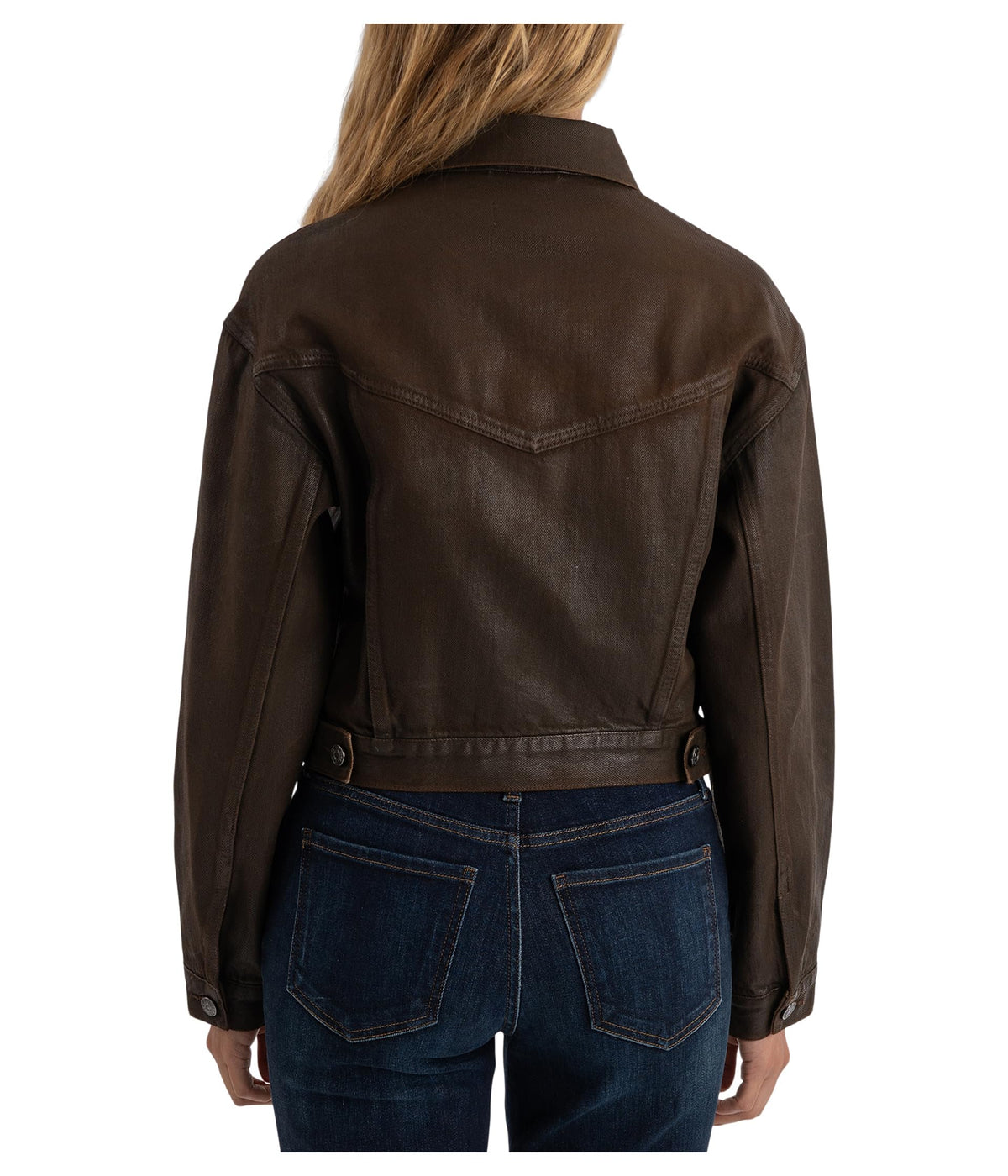 KUT from the Kloth, Womens, Emrie - Coated Long Sleeve Denim Jacket, Chocolate, Small