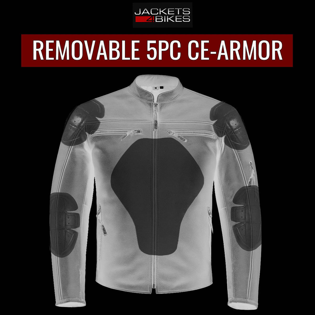 REVOLT Men's Motorcycle Jacket, Natural Buffalo Leather, CE Armor - Ventilation, Cruiser Motorbiker Touring Biker Black XL
