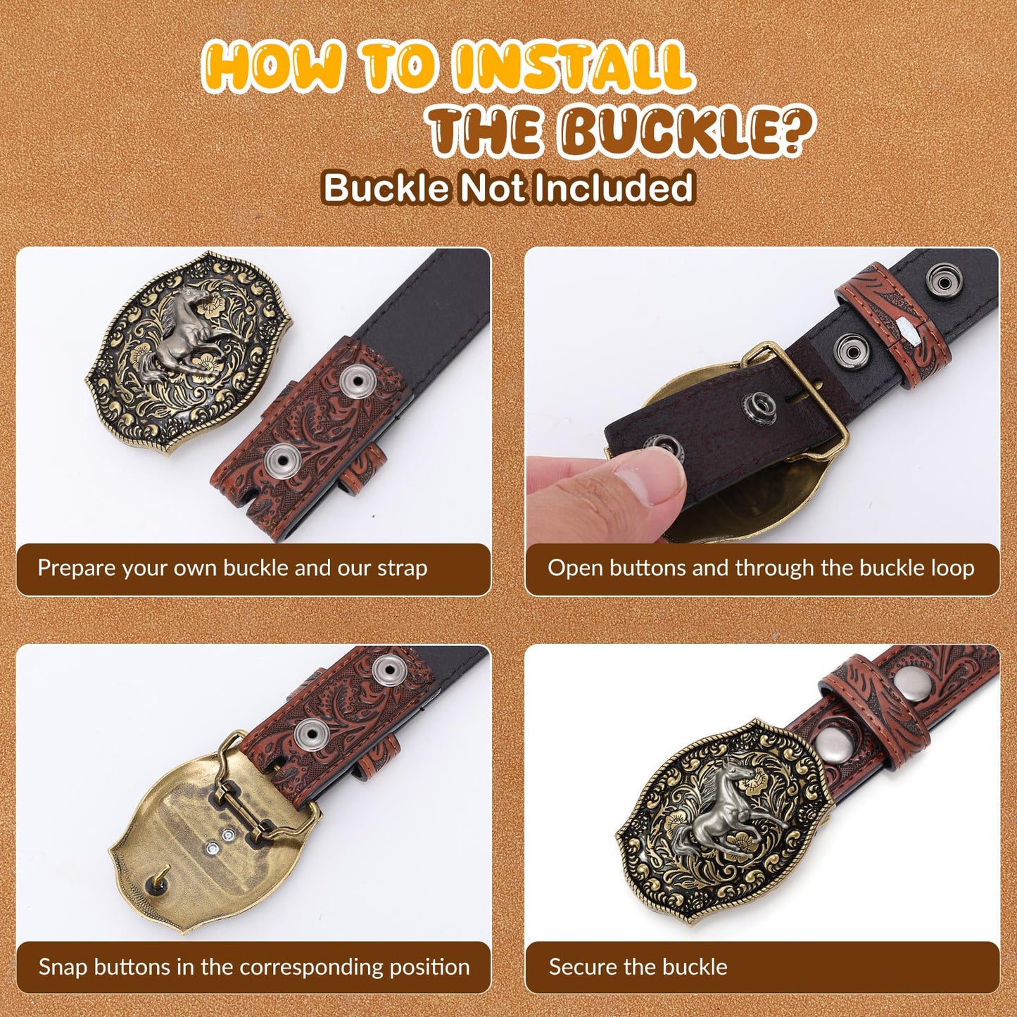 SANSTHS Kids Western Belt without Buckle Genuine Leather Boys Girls Belt Strap Cowgirl Cowboy Belts for Jeans Western Gifts, Embossed Bull/Brown Coffee