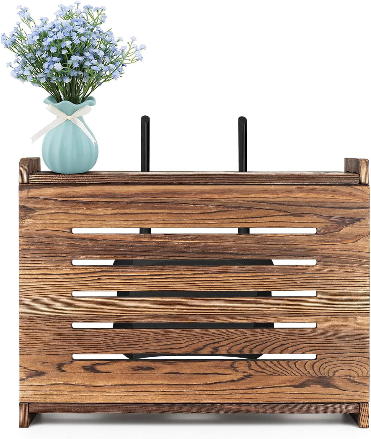 14.9 9.8 5.4 Wooden Router Shelf Wall Mount WiFi Router Storage Box Modem Cable Router Cover Organized Power Strip
