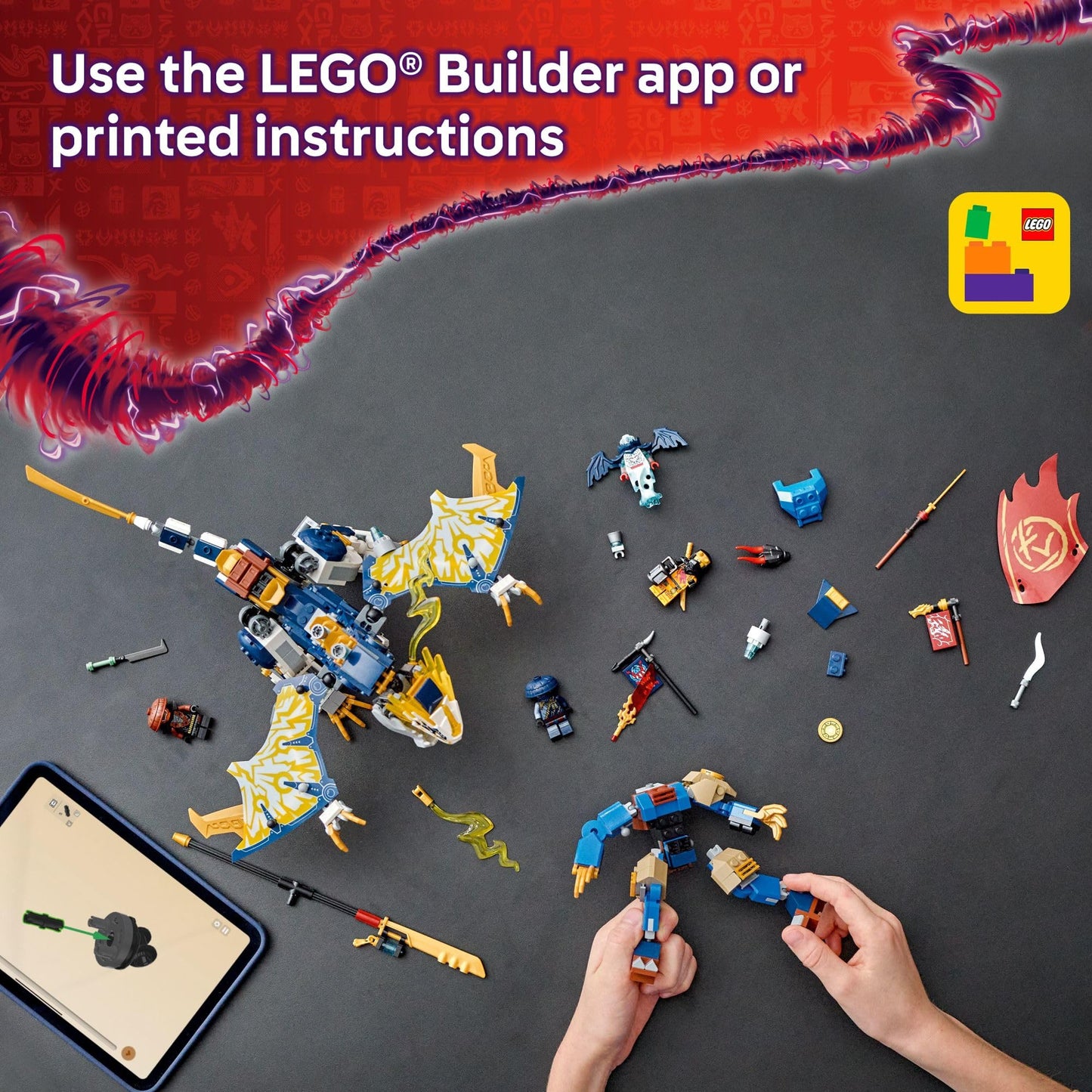 LEGO NINJAGO Rogue’s Mech Dragon Rider Building Toy - Dragons Rising Play Set & 4 Ninja Toy Minifigures for Boys & Girls, Ages 8+ - 2 Ways to Build & Play - Gift Idea for Birthdays - 71843