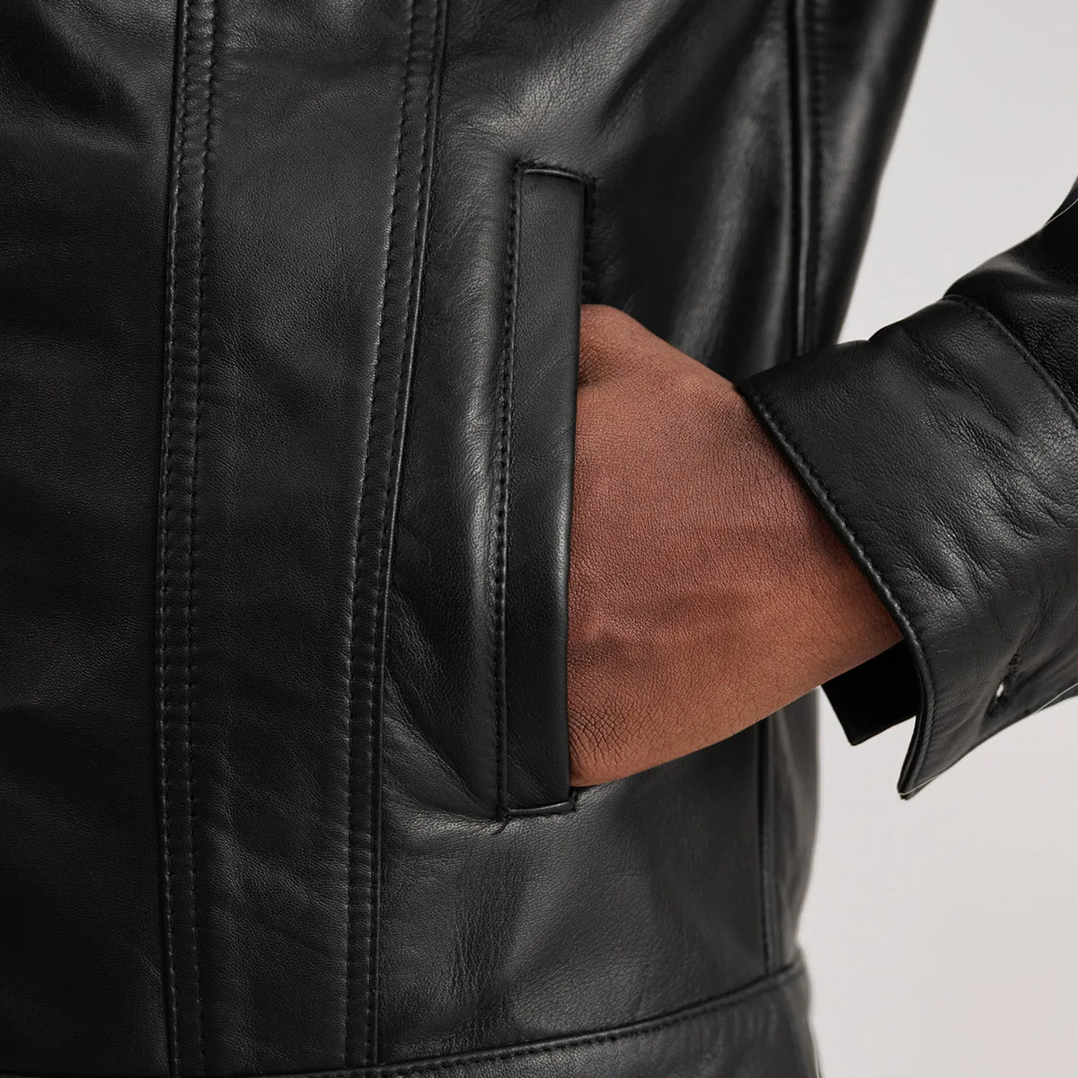 Sowachi Dallis Black Leather Shearling Trucker Jacket