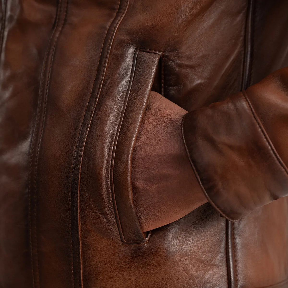 Sowachi Dallis Brown Leather Shearling Trucker Jacket