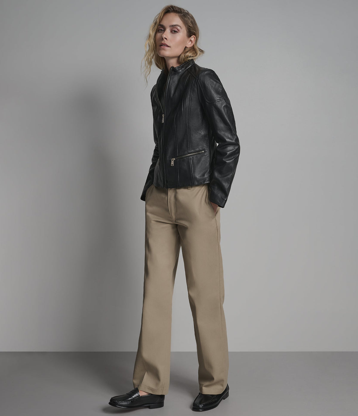 Caitlin Leather Scuba Jacket