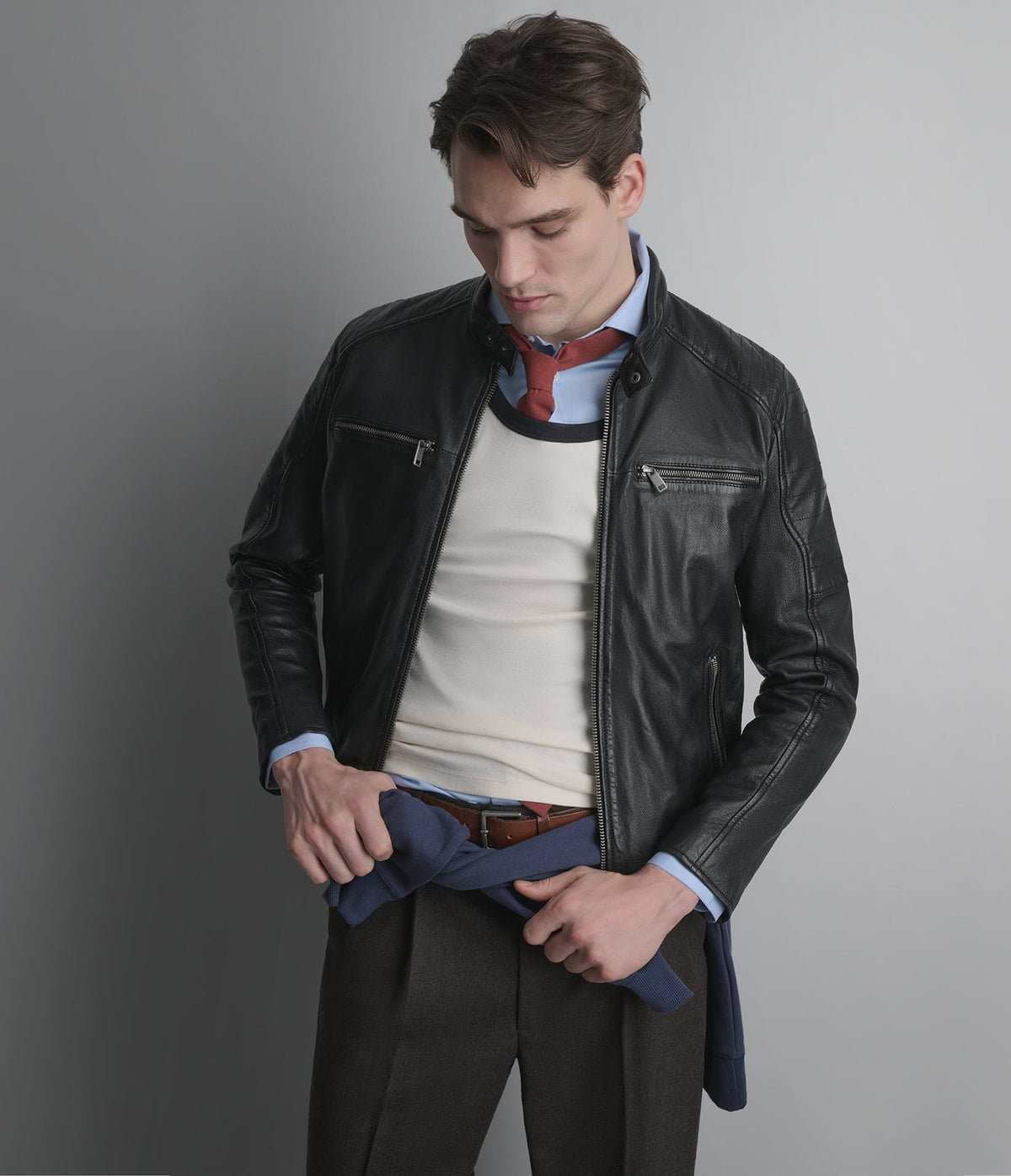 Lance Collarless Moto Jacket