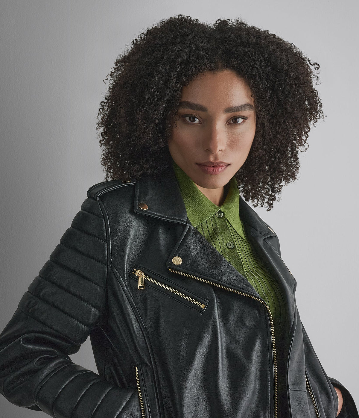 Mila Quilted Leather Moto Jacket