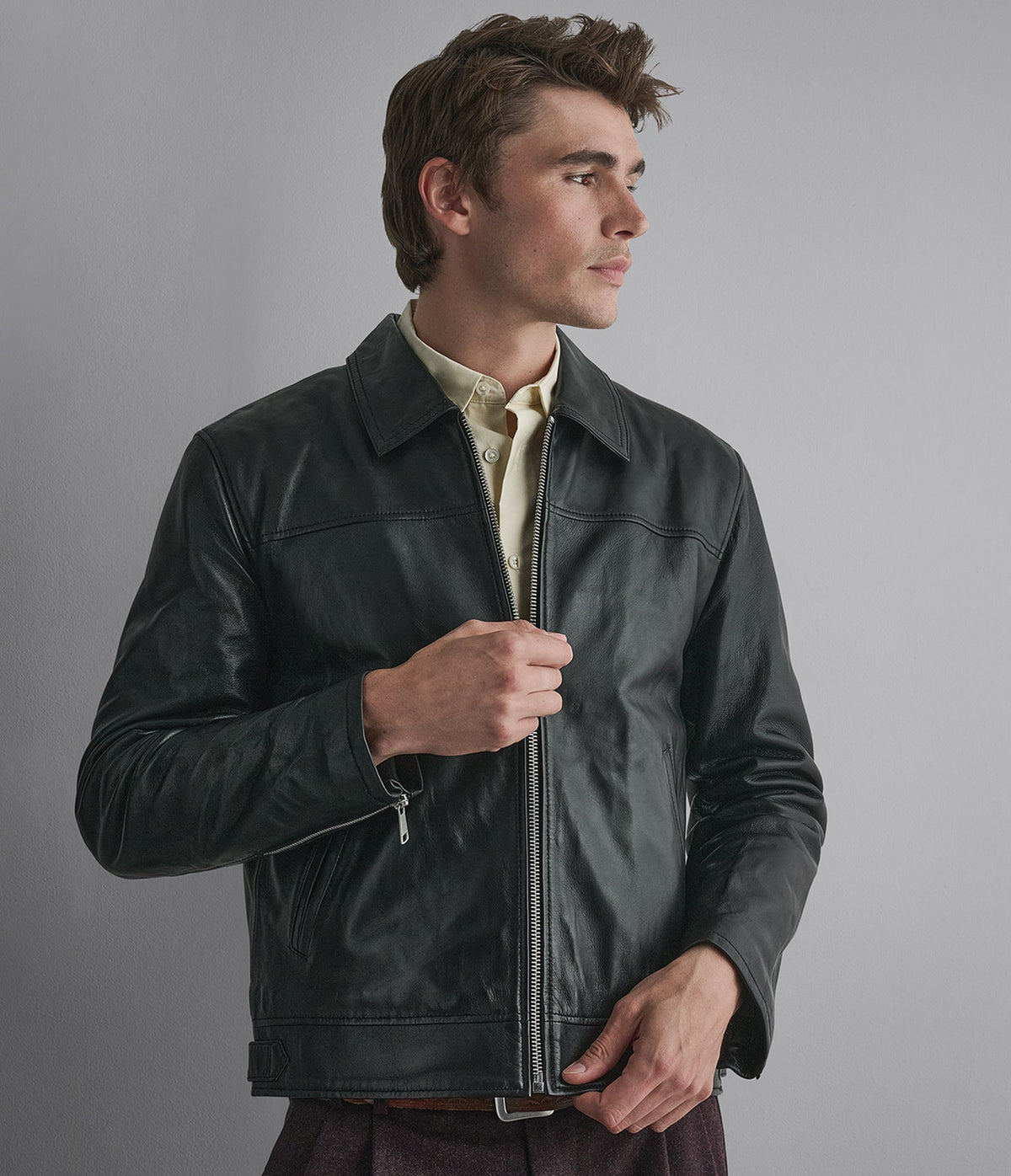 Teddy Leather Zip Up Jacket