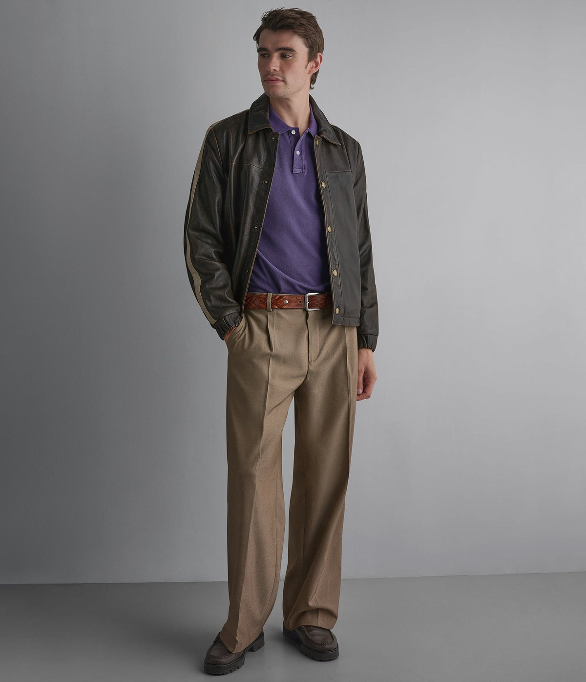 Trent Leather Striped Track Jacket