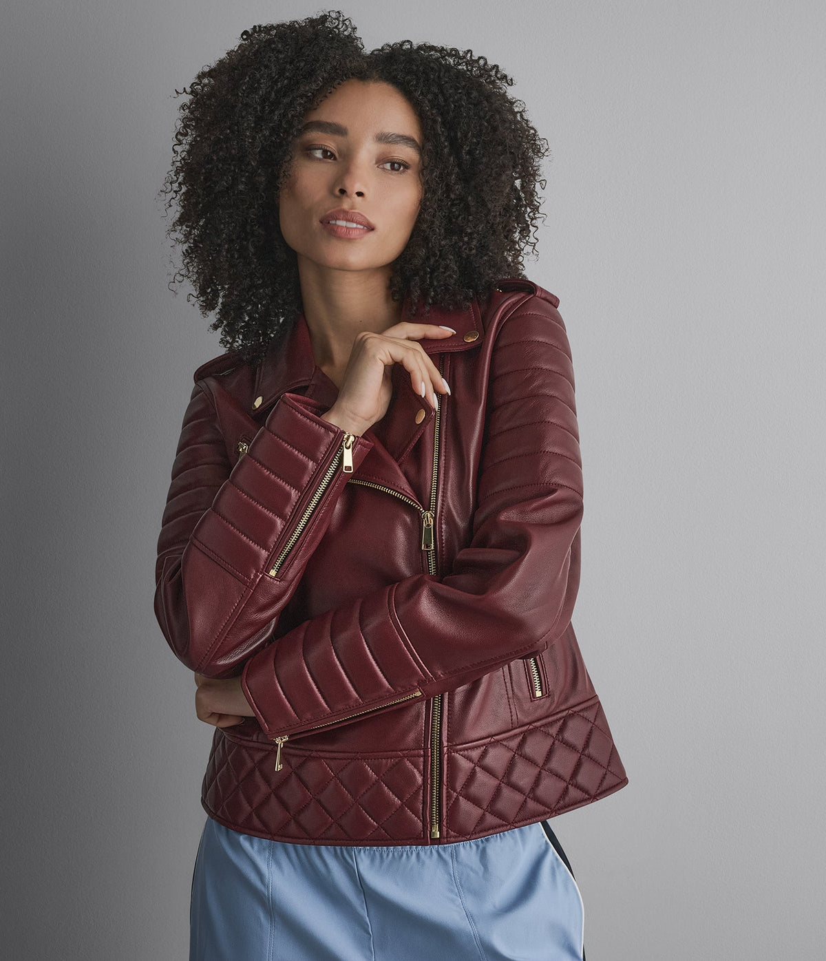 Mila Quilted Leather Moto Jacket