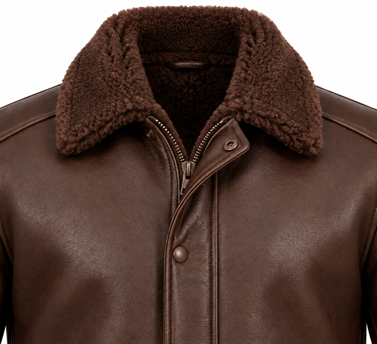 Men’s Brown Sheepskin Shearling Buckle-Waist Field Jacket — SH093