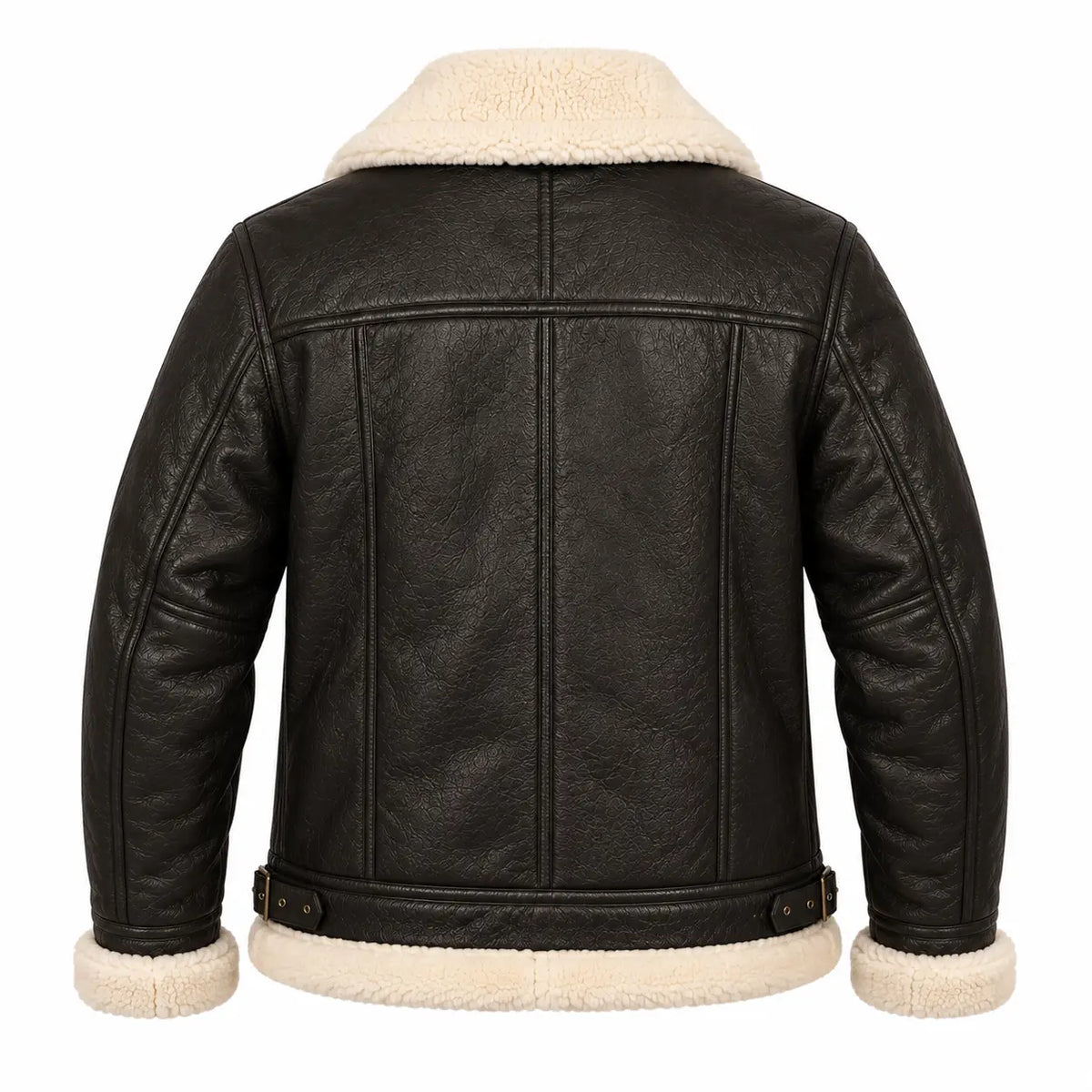 Sowachi Men's Black Aviator B3 Bomber Leather Jacket
