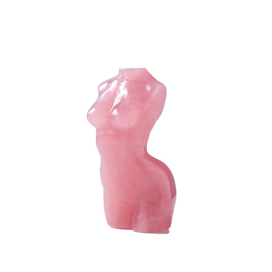 Crystal TOME 3 Inch Natural Rose Quartz Crystal Body Statue Hand-Carved Female Model Crystal Sculpture Crafts Home Office Desktop Decoration Ornaments Energy Healing Stone, Pink