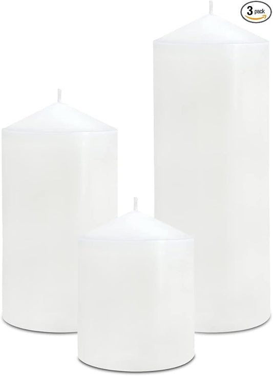 Pillar Candles 3 x 4, 6, and 8 inches, Large Handmade Candles Set of 3, Decorative Candles for Wedding, Home Decoration, Dinner, Church, Multiple Colors Available