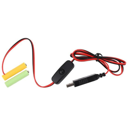 WLSuDHoncc 1 Set 2m 2pcs 1.5V AA Battery Eliminators Cable USB Power Supply Cable Replace AA Battery for Electric