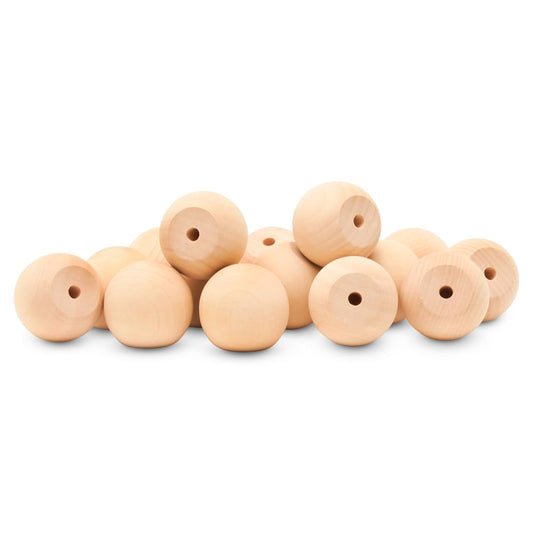 Wood Knobs, 1.25 Inch Round Natural Wood Drawer Pulls, Pack of 12 Unfinished Wooden Drawer Knobs, Ball Shaped Wood Cabinet Knobs, Nursery Dresser Knobs, Wood Door Knobs and Crafts