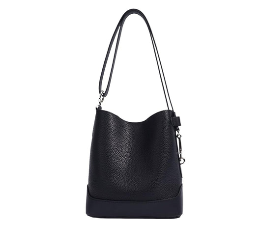 Rosvovo Genuine Leather Crossbody Bags for Women, Trendy Leather Purses Shoulder Bucket bags for women with Adjustable Strap, Black