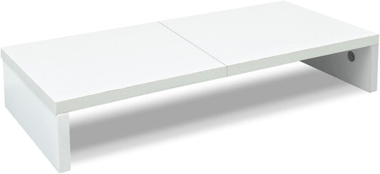20 inch TEAMIX White Monitor Stand Riser, Wood Desktop Stand for PC/TV/Laptop/Printer, White Monitor Riser