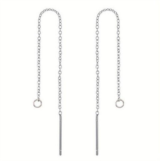 30pcs Adabele 316 Grade Surgical Stainless Steel Hypoallergenic 3 Inch Threader Earring Findings Pull Through Chain Drop Tassel Open Ring for DIY Earrings Jewelry Making SEF11-3