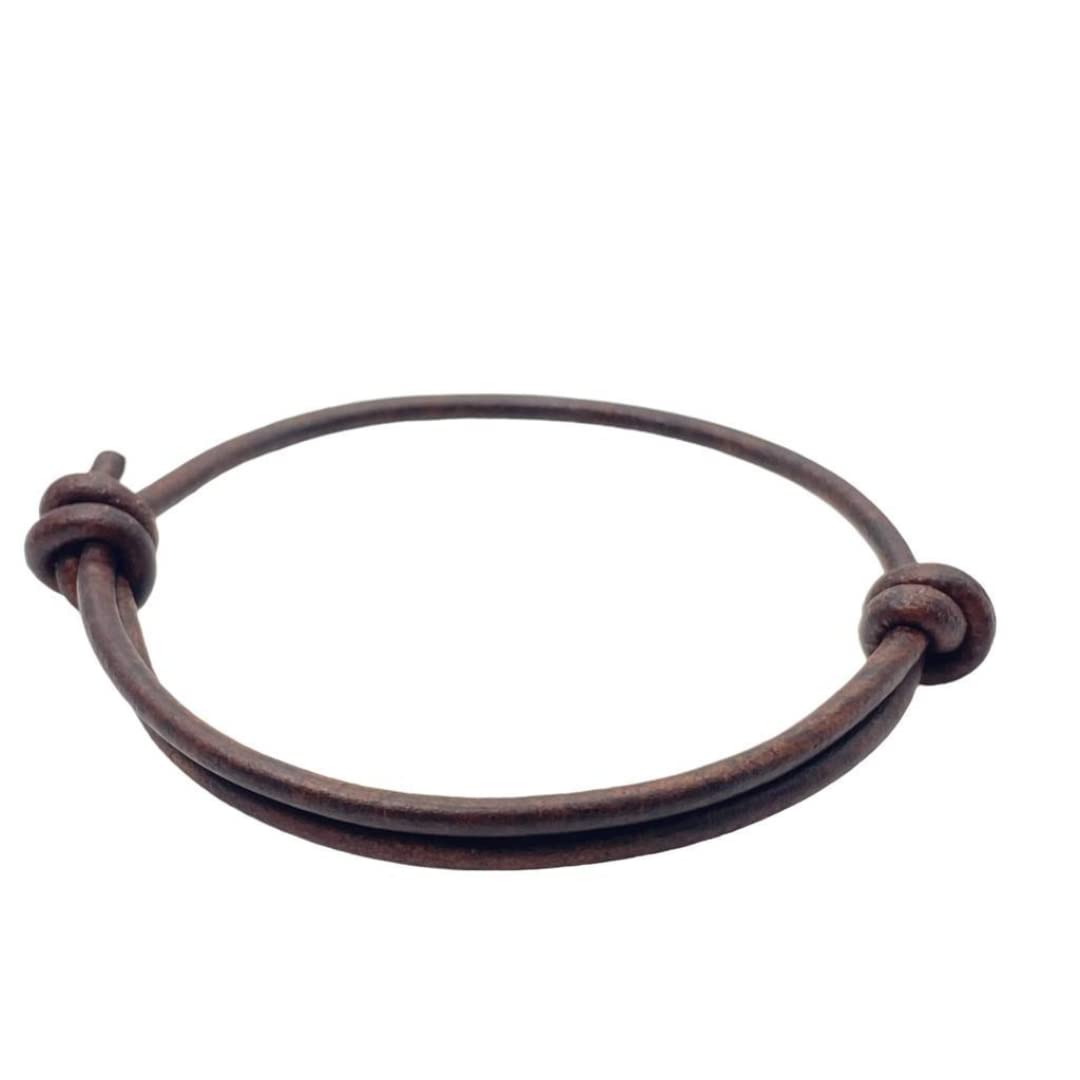 3 mm Men Genuine Leather Bracelet - Handmade Adjustable Cuff, Mens Minimalism Leather Wrap Wristband, Simple Accessories, Premium Leather, Women Gift To Boyfriend, Pulsera Hombre (Antique Brown)