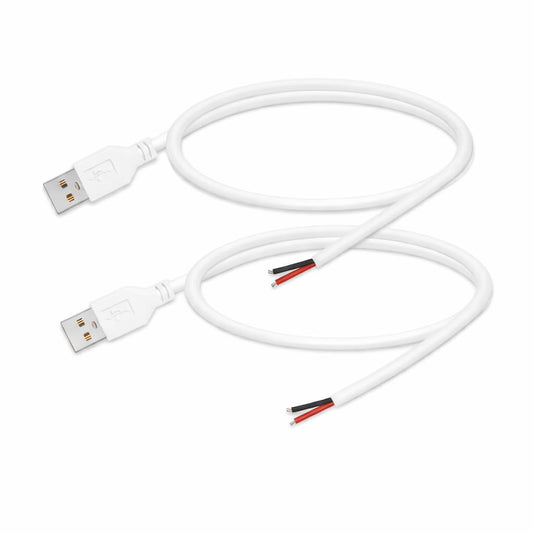 WMSDGZAI 24AWG 2.0 2 5V 2A 1.64FT 2PACK) USB Male Pin Bare Wire Pigtail Cable, USB Extension Cable Open End for DIY