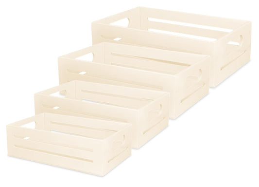 Wooden Tray with Handles - Set of 4 Small Wood Crates for Crafts Small Wooden Pallets for Display Apple Crates Unfinished Wood Trays for Crafts Nesting