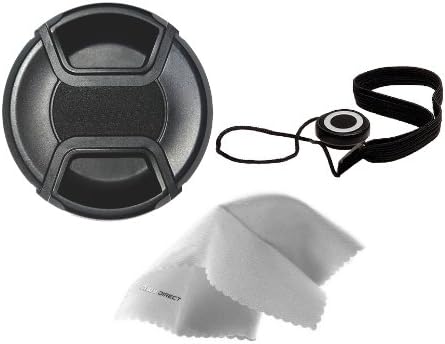 E-330 Pinch (62mm) Olympus Evolt Lens Cap Center + Lens Cap Holder + Nwv Direct Microfiber Cleaning Cloth.