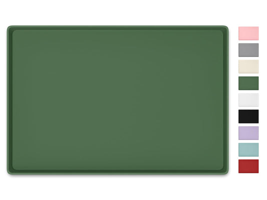 NPOOYI Silicone Art Mat for Crafts, 16" x 24" Waterproof Non-Slip Painting Mat for Kids with Raised Sides, Protects Surfaces Perfectly for Crafts, Legos, Slime, Resin, Paint & Jewelry-Making, Green