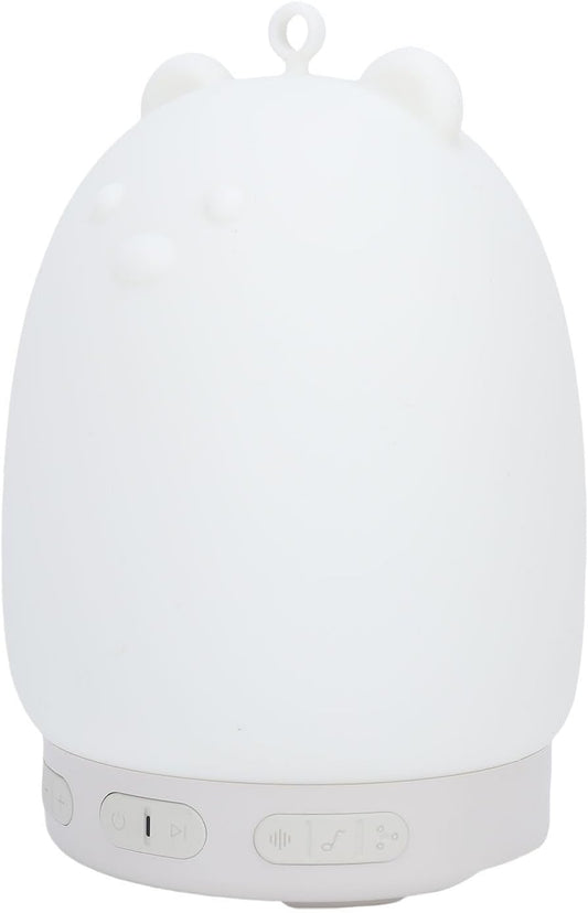 Zopsc Dimmable 2W Bluetooth Speaker Night Light, Portable Cute Bear Design with Color, Speaker and White Noise Sound