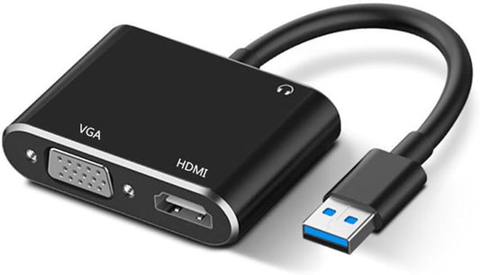 TIMEJONS 3.0 4K@30hz, 2 1080P USB A to HDMI Adapter for Windows HDMI & VGA Splitter Hub for Monitors Large Screen
