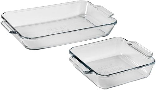 Anchor Hocking Cake Dish & 3 Quart Baking Dish Value Pack - Tempered Glass, Oven & Microwave Safe