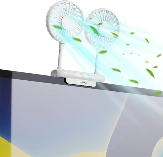 THRRLY 2 3 Monitor Fan with Rotatable Heads, Speeds, Sturdy Clamp, USB Powered Cooling Fan for Office Desk & Laptop.