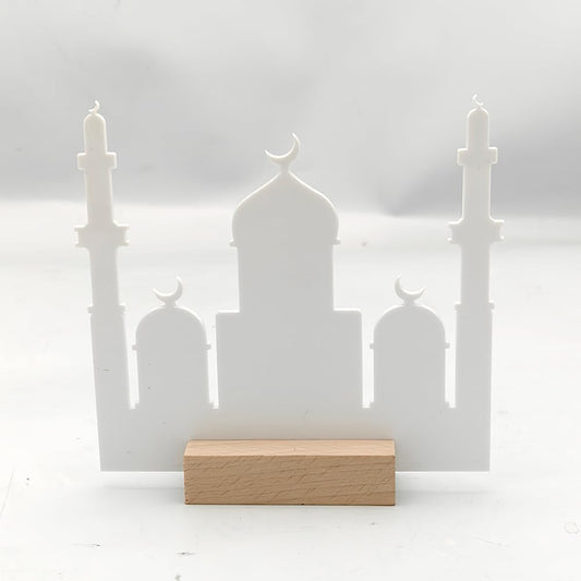 BSHYT 3 Pieces Ramadan Decorations for Table Sign Eid Mubarak Party Decoration Ramadan Kareem Wooden Ornaments for Eid Islamic Decorations for Home