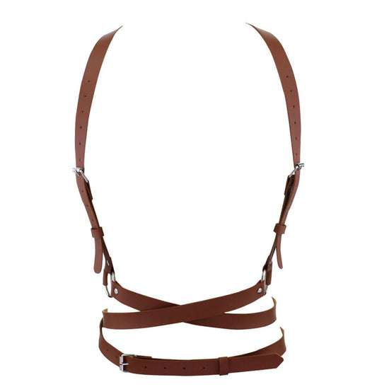 FTmgg@qq Women's Leather Body Chest Harness Punk Chain Belt Adjustable Waist Suspender For Shirt Dresses Gothic Costume Accessories