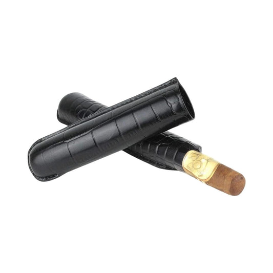 Sigara Leather Single Cigar Airtight Storage Travel Tubes telescoping Crush-Proof Humidor Holder (Black, Pack of 1)