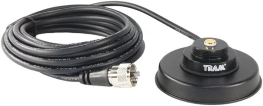 1235 3-1/4-Inch RG58 PL-259 Tram Black Zinc NMO Magnet Mount with Coaxial Cable and UHF Connector