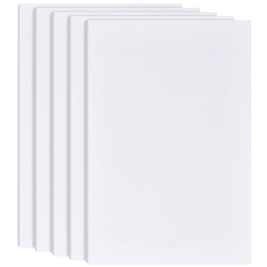 BENECREAT 5Pcs 1/4 Inch White Foam Boards, 12x8 Inch Rectangle PVC Foam Sheet Poster Board for Mounting, Crafts, Art, Display, Presentation and Projects