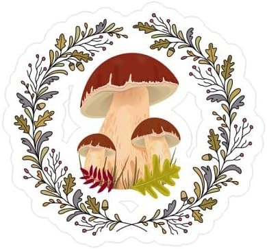 3"x4" CafePress Forest Mushrooms Cottagecore Small Die Cut Sticker, Matte Finish