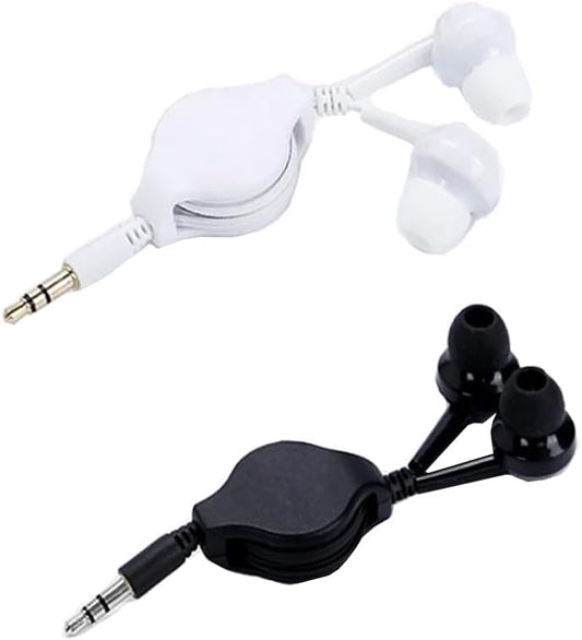ThtRht 2 Pack 3.5mm MP3 Retractable Earbuds Wired Earphone Portable Plug Stereo in-Ear Headphone Wiring Ear Buds
