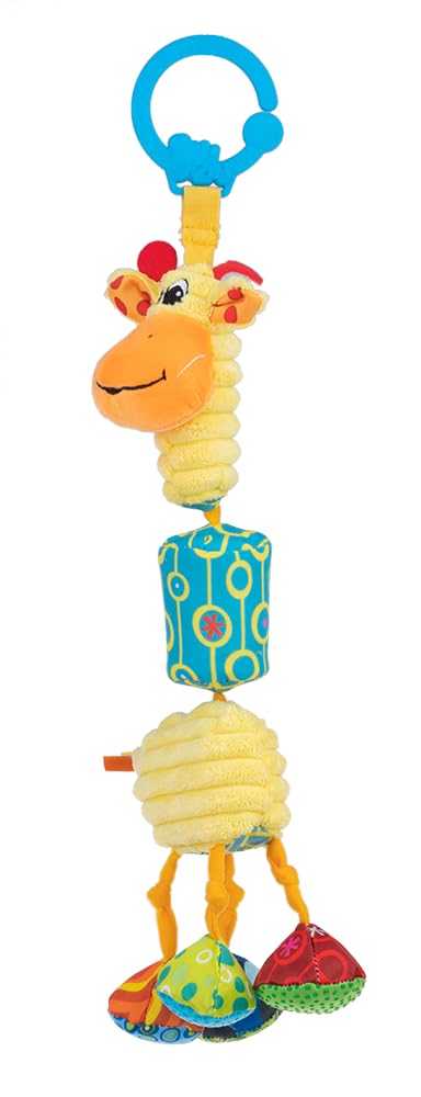 Balibazoo Gabi The Giraffe Hanging Baby Toy for 0-24M - 360° Rotating Neck | Deep Chime, Crinkle, Rattle, BPA-Free Material | Clip for Stroller, Car Seat | Soft Plush Sensory Newborn Gift