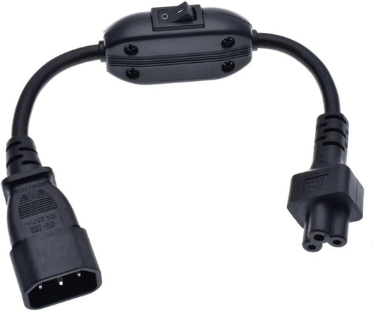 TEWOXIN 0.6M C14 C5 (10A 250V) (0.6M C14 C5 IEC to Power Cord with On/Off Switch for Laptop Power Supply, Projector